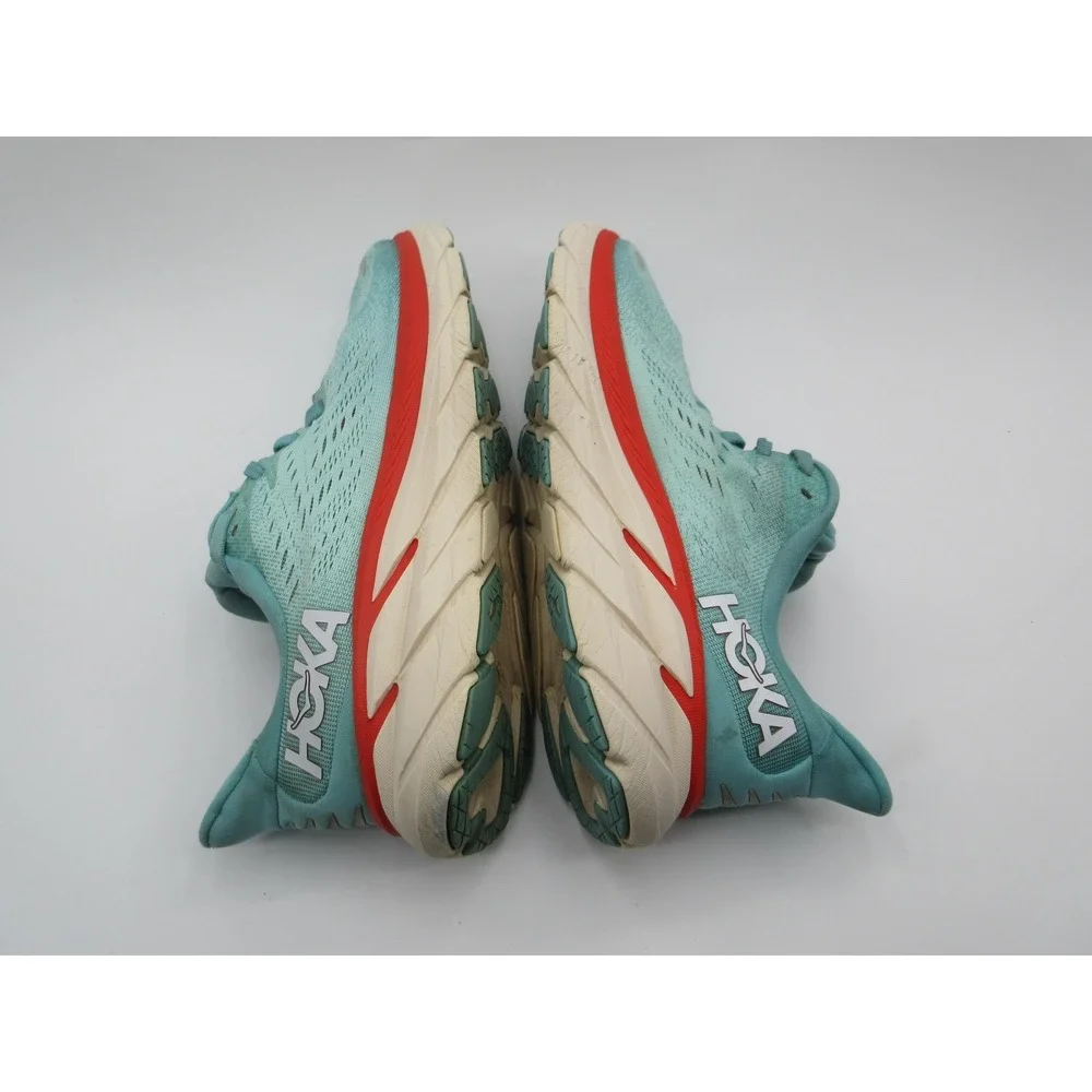 HOKA Clifton 8 Shoes Womens‎ Size 8 Blue Teal Red Running Cushioned 1119394 AEBL
